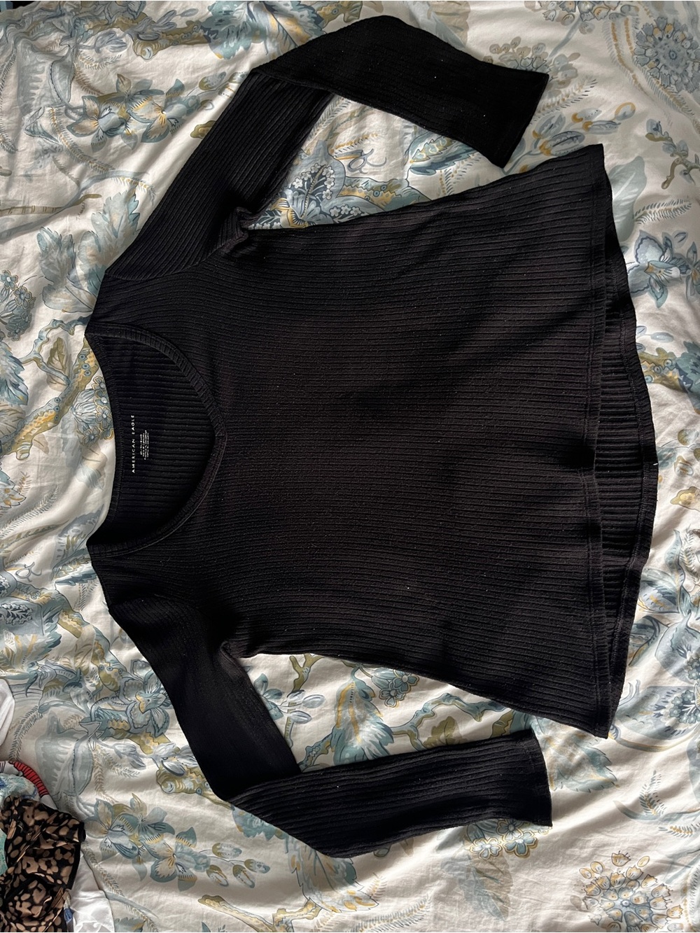 American Eagle Outfitters Black Ribbed Long Sleeve Sweater